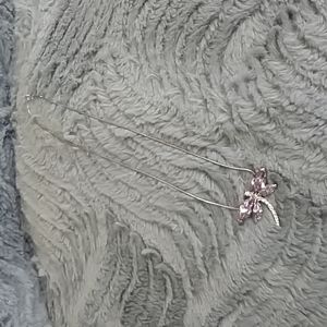 Dragonfly Crystal Pendant on 16" chain, 925 Sterling Silver